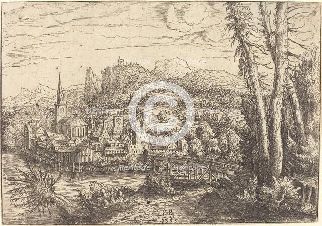 View of a City near a River, 1553. Creator: Hans Sebald Lautensack.