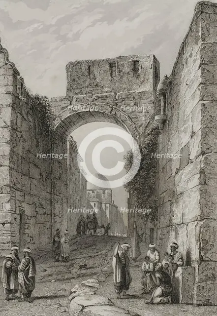 View of a city street, Jerusalem, 1840.  Creator: Charles Nicolas Ransonnette.