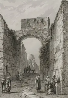 View of a city street, Jerusalem, 1840. Creator: Charles Nicolas Ransonnette