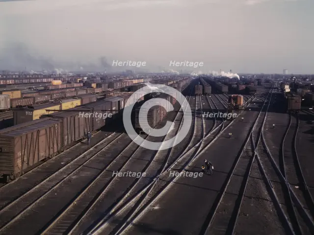 View of a classification yard at C & NW RR's Proviso yard, Chicago, Ill., 1942. Creator: Jack Delano.