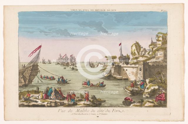 View of a coast with a fortress in Malta, 1700-1799. Creator: Anon.