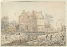 View of a Country House with Sowers in the Field, c.1610-c.1615. Creator: Hendrick Avercamp