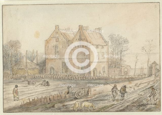 View of a Country House with Sowers in the Field, c.1610-c.1615. Creator: Hendrick Avercamp.
