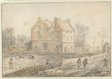 View of a Country House with Sowers in the Field, c.1610-c.1615. Creator: Hendrick Avercamp