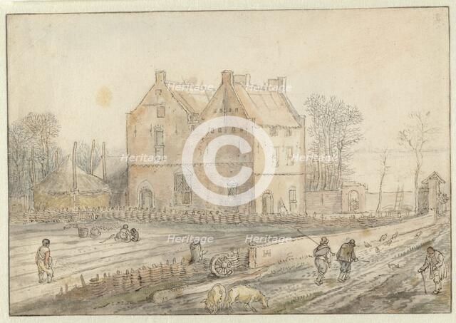 View of a Country House with Sowers in the Field, c.1610-c.1615. Creator: Hendrick Avercamp.