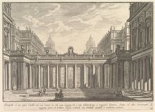 View of a courtyard with a loggia, fountains, statues, and other ornaments (Prospetto ..., ca. 1750. Creator: Giovanni Battista Piranesi