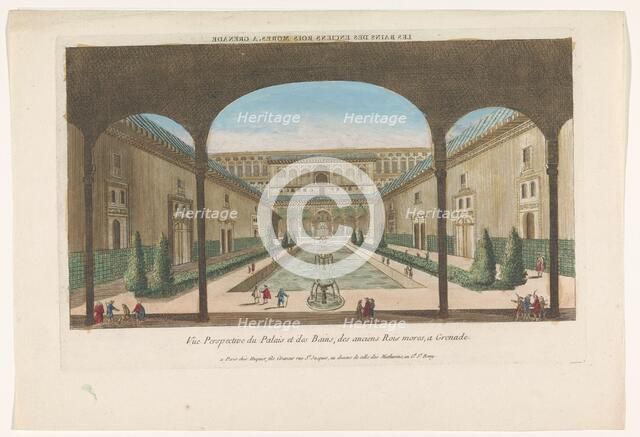 View of a courtyard with fountains of the Alhambra in Granada, 1735-1805. Creator: Unknown.