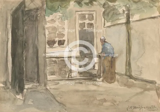 View of a courtyard from the artist's studio in Kazernestraat in The Hague, 1834-1903. Creator: Jan Hendrik Weissenbruch.