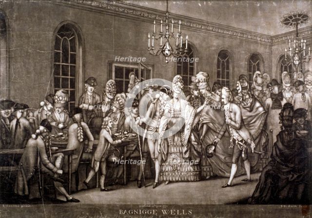 View of a crowded room in Bagnigge Wells, London, 1772.       Artist: IR Smith