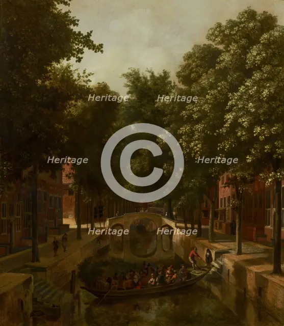 View of a Dutch Canal, possibly the Oude Gracht in Haarlem, 1666. Creator: Job Adriaensz Berckheyde.