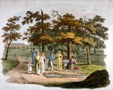View of a drinking well, Hyde Park, Westminster, London, 1812. Artist: William Pickett
