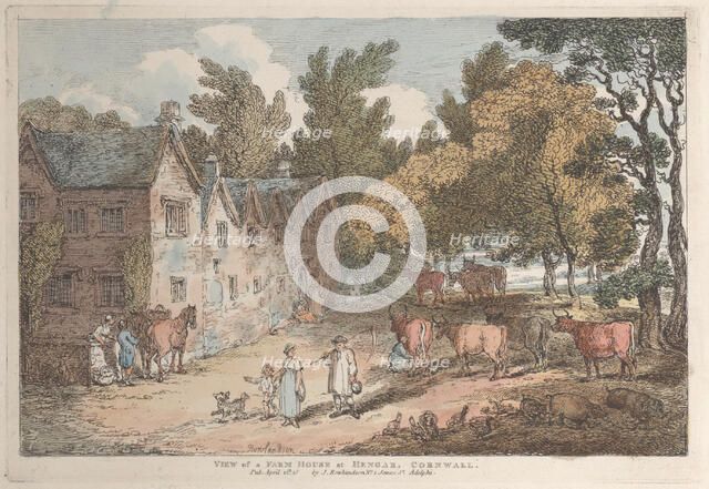 View of a Farm House at Hengar, Cornwall, from "Views in Cornwall", April 12, 1812., April 12, 1812. Creator: Thomas Rowlandson.