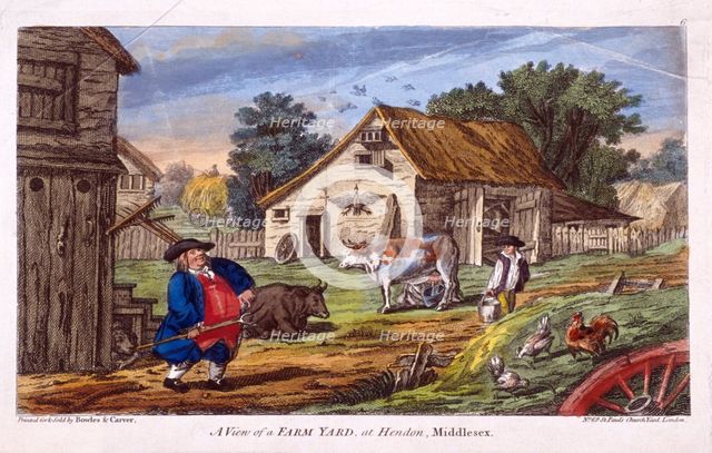 View of a farmyard in Hendon, in the London borough of Barnet, c1795. Artist: Anon