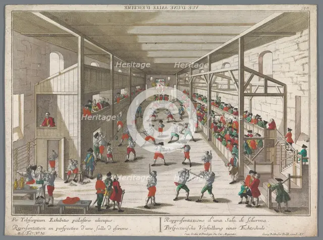 View of a fencing school, 1742-1801. Creator: Anon.