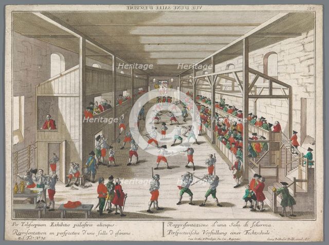 View of a fencing school, 1742-1801. Creator: Anon.