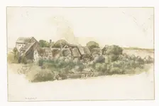 View of a few houses and a water mill between trees, 1633-1687. Creator: Gillis Neyts