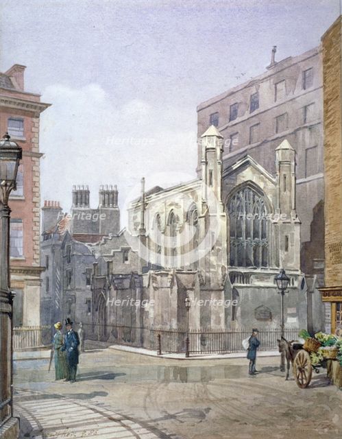 View of a French Protestant church on St Martin's le Grand, City of London, 1885. Artist: John Crowther