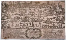 View of a frost fair on the River Thames looking towards London Bridge, London, c1715. Artist: Anon