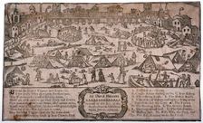 View of a frost fair on the River Thames looking towards London Bridge, London, c1715. Artist: Anon