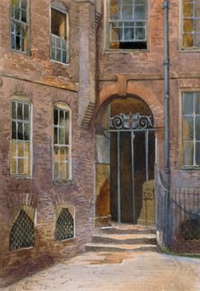 View of a gate in Elm Court, Inner Temple, London, 1879. Artist: John Crowther