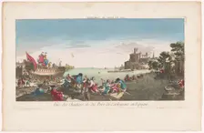 View of a harbor with a shipyard in Cartagena, Spain, 1700-1799. Creator: Anon