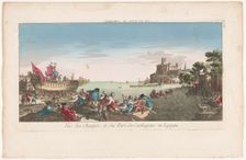 View of a harbor with a shipyard in Cartagena, Spain, 1700-1799. Creator: Anon