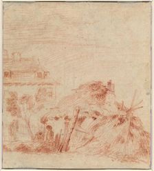 View of a House, a Cottage, and Two Figures [verso], 1718/1719. Creator: Jean-Antoine Watteau