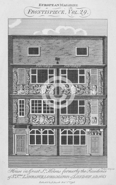 View of a house in Great St Helens, City of London, 1796.            Artist: Thomas Prattent
