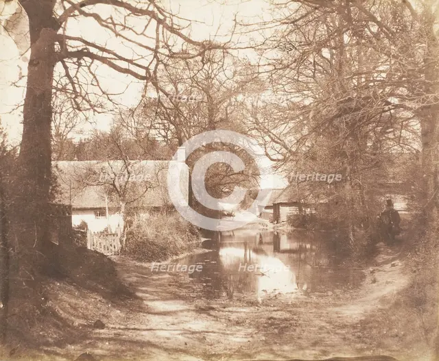 [View of a House in the Woods, with a Waterlogged Road], 1853-56. Creator: John Dillwyn Llewelyn.