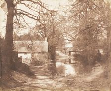 [View of a House in the Woods, with a Waterlogged Road], 1853-56. Creator: John Dillwyn Llewelyn