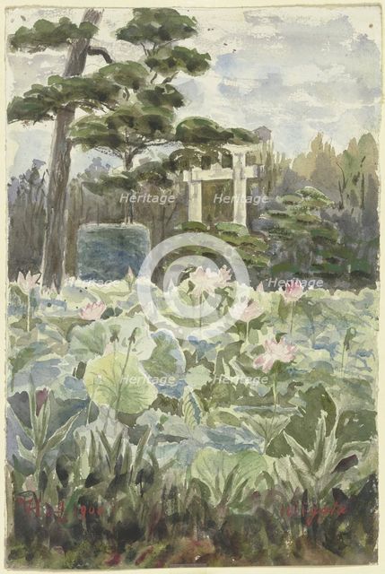 View of a Japanese garden, 1900. Creator: Fritz Hauck.