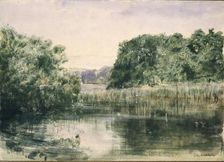 View of a Lake with Trees, 1857. Artist: John William Inchbold