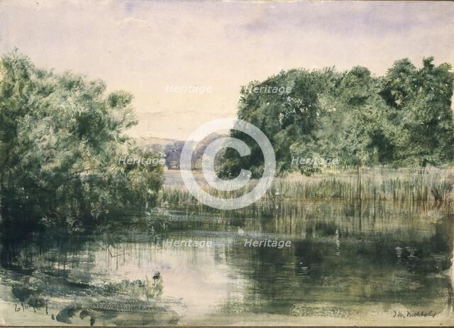 View of a Lake with Trees, 1857. Artist: John William Inchbold.