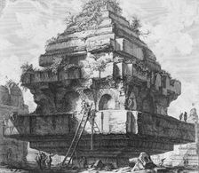 View of a large structure, remains of the Tomb of the Metelli on the Appian Way..., 1756-57. Creator: Giovanni Battista Piranesi