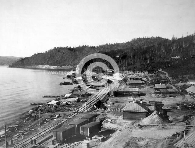 View of a Railroad Along Lake Baikal, 1900-1904. Creator: Unknown.