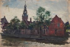 View of a red-brick building with minaret, mid-late 1870s. Creator: George Clausen