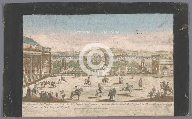 View of a riding school in a suburb of Vienna, 1700-1799.  Creator: Anon.