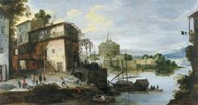 View of a River Port with the Castel Sant'Angelo, unknown date. Creator: Master of the Monogram IDM
