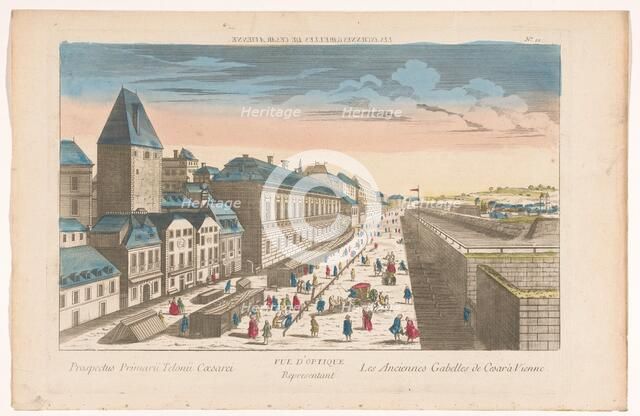 View of a street with wooden stalls in Vienna, 1700-1799. Creator: Anon.