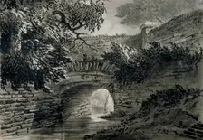 View of a section of the Serpentine's drainage system in Hyde Park, London, c1817. Artist: John Claude Nattes