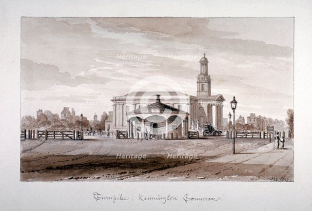 View of a turnpike at Kennington Common, Lambeth, London, 1827.            Artist: John Chessell Buckler