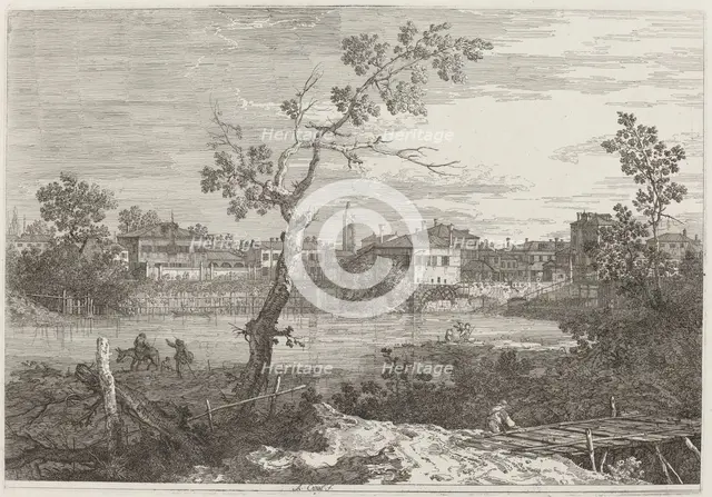 View of a Town on a River Bank, c. 1735/1746. Creator: Canaletto.