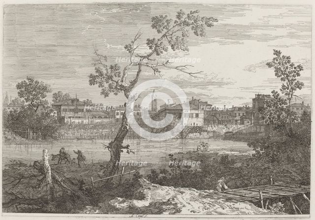 View of a Town on a River Bank, c. 1735/1746. Creator: Canaletto.