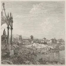 View of a Town with a Bishop's Tomb, c. 1735/1746. Creator: Canaletto