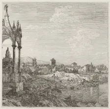 View of a Town with a Bishop's Tomb, c. 1735/1746. Creator: Canaletto