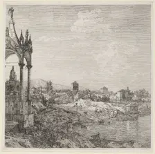 View of a Town with a Bishop's Tomb, c. 1740. Creator: Canaletto