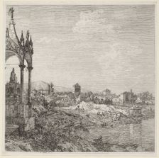 View of a Town with a Bishop's Tomb, c. 1740. Creator: Canaletto