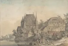 View of a Village alongside a River, 1766. Creator: Samuel Hieronymus Grimm