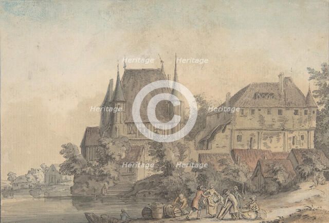 View of a Village alongside a River, 1766. Creator: Samuel Hieronymus Grimm.