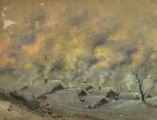 View of a Village in the Barabinsk Steppe in Winter, 1880-1897. Creator: Pavel Mikhailovich Kosharov